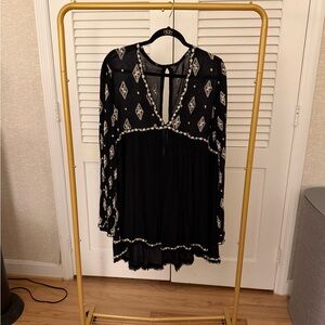 Free People Black and White Boho Tunic